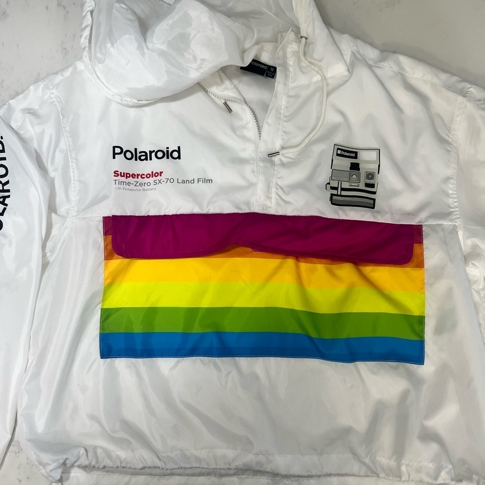 Polaroid White Jacket with Rainbow Accents - Picture 11 of 16